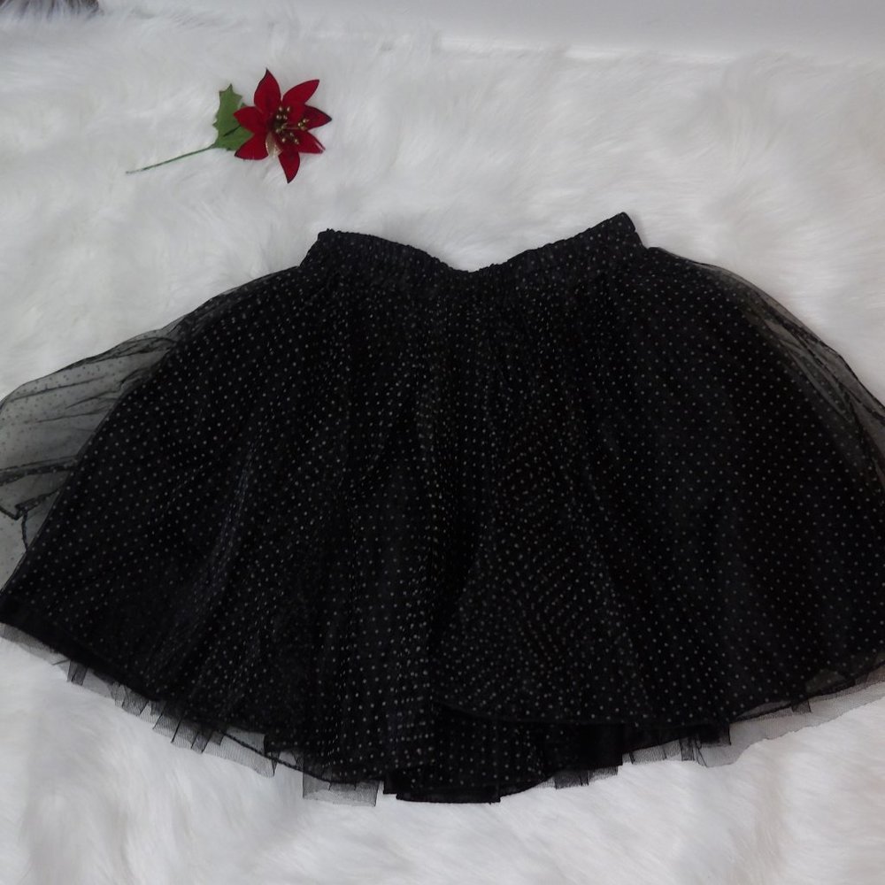 Blue and White Polkadot Flared Tutu Skirt